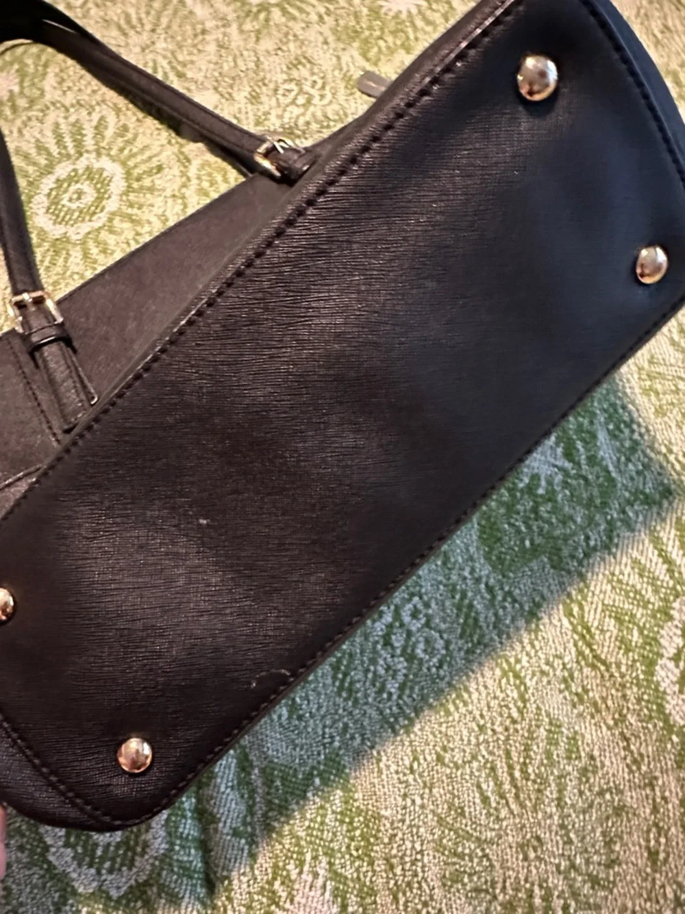 Michael Kors Black Saffiano Leather Tote with Logo Charm - Picture 5 of 10